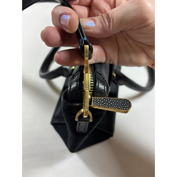 Smythson of Bond St Eliot Mini Tote Black Leather Top Handle Bag Crossbody - Picture 11 of 14